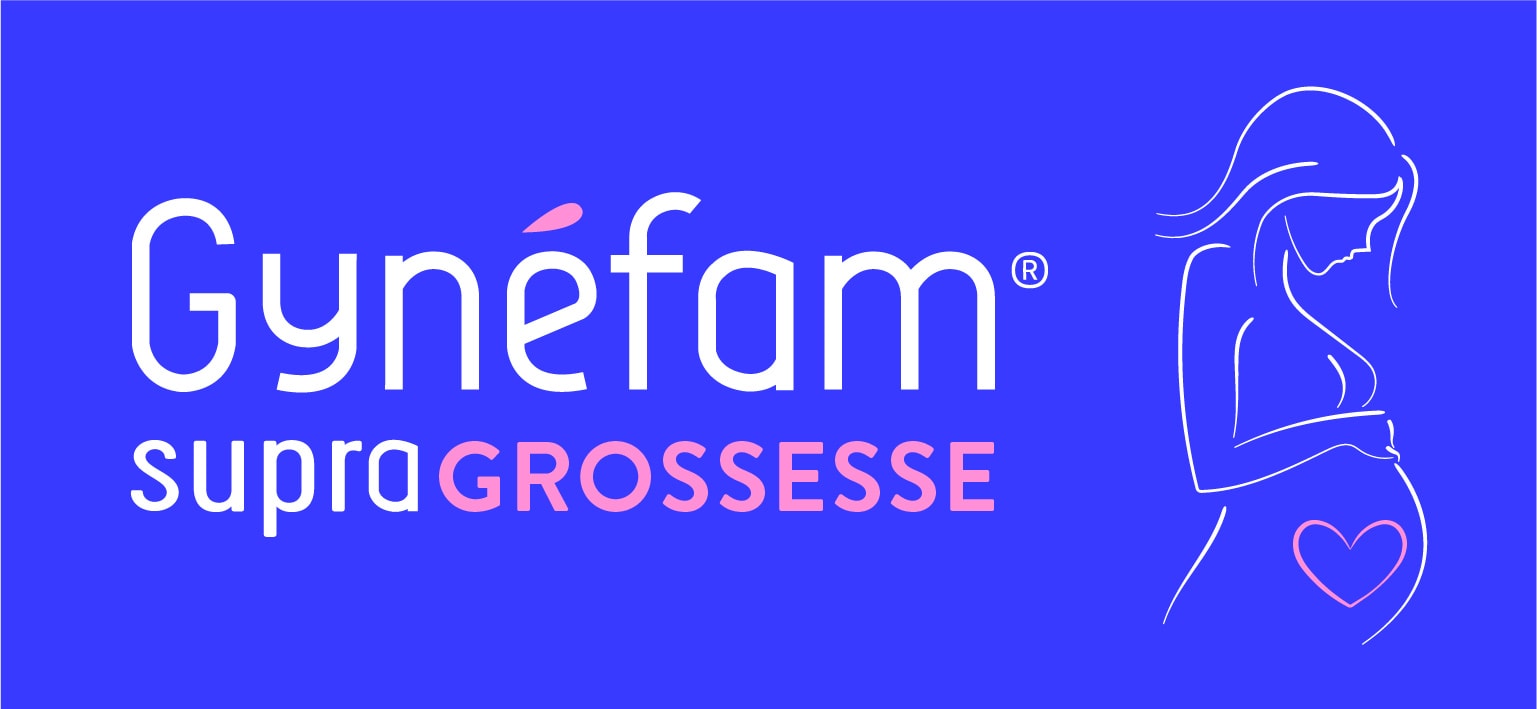 Logo Gynefam supra GROSSESSE - Blanc Fond violet - EFFIK